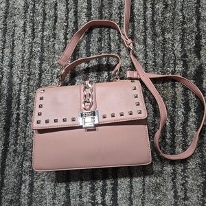 Badgley Mischka Chain-Top Handle Bag Purse Pink Detachable Strap, 10